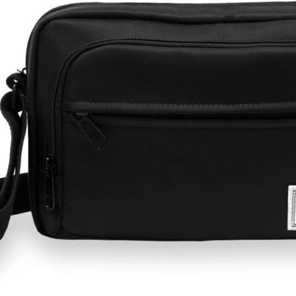 Black Shoulder Bag for Adults, Water-Resistant Polyester, Multiple Compartments, - Picture 2 of 6